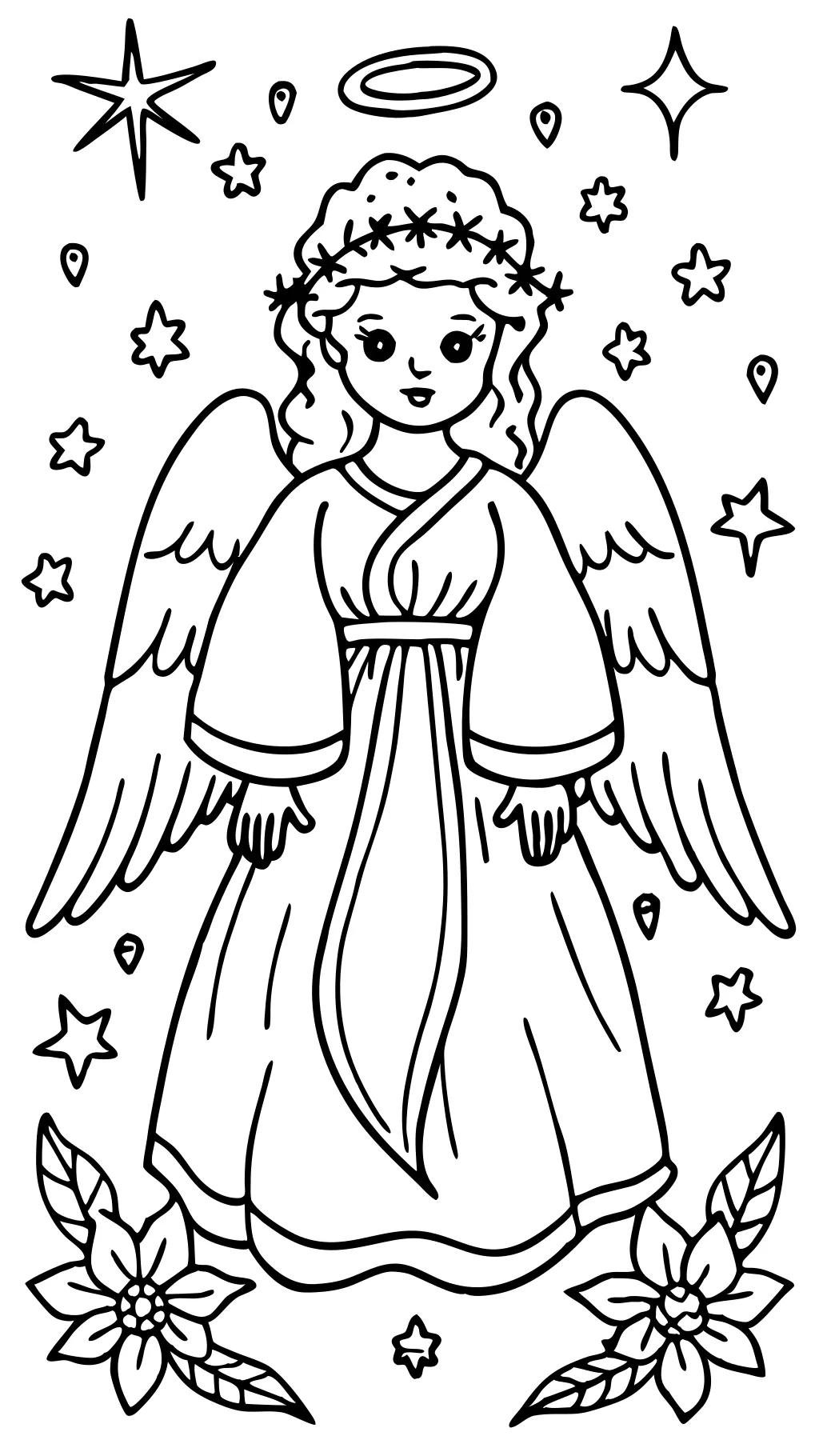 pages à colorier d’ange de Noël